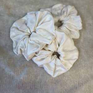 Ivory textured Silk Satin Zero Waste Scrunchie