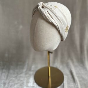 Cream and gold stars Silk Satin Zero Waste Headband